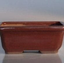 Red Ceramic Bonsai Pot - Rectangle Indented Corners 6.25 x 4.5 x 2.25