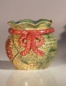 Green Glazed Ceramic Holiday Pot - Round 3.5x3.5
