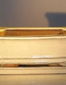 Beige Ceramic Bonsai Pot - Rectangle Professional Series with Attached Humidity/Drip tray 8.5 x 6.5 x 3.5