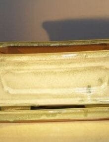 Melon Green Ceramic Bonsai Pot - Rectangle Attached Humidity/Drip tray 10.75 x 8.5 x 4.125