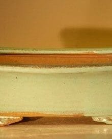 Green Ceramic Bonsai Pot #1 - Rectangle 7.0 x 5.5 x 2.4