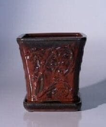 Parisian Red Ceramic Bonsai Pot - Cascade Attached Matching Tray 7.5 x 7.5