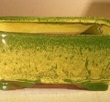 Woodlawn Green Ceramic Bonsai Pot - Rectangle 6.5 x 5.0 x 3.0