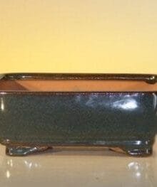 Dark Green Ceramic Bonsai Pot #1 - Rectangle 6.125 x 5.0 x 2.125