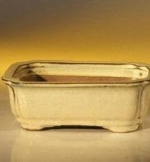 Beige Ceramic Bonsai Pot #1 - Rectangle 6.125 x 5.0 x 2.125
