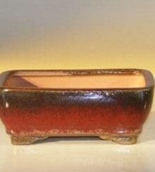 Parisian Red Ceramic Bonsai Pot #1 - Rectangle 6.125 x 5.0 x 2.125