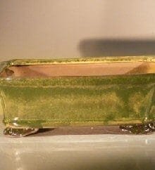 Woodlawn Green Ceramic Bonsai Pot #1 - Rectangle 8 x 6 x 2.5