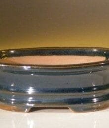 Blue Ceramic Bonsai Pot - Oval 7.0 x 5.5 x 2.375