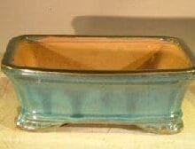 Green Ceramic Bonsai Pot - Rectangle 7.5 x 5.5 x 2.75
