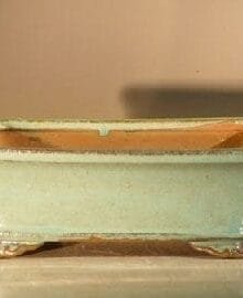 Light Green Ceramic Bonsai Pot - Rectangle 8 x 6 x 2.5