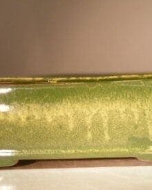 Green Drip Ceramic Bonsai Pot - Rectangle 10 x 8 x 3 Tall