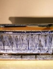 Marble Blue Ceramic Bonsai Pot - Rectangle Professional Series with Attached Humidity/Drip tray 8.5 x 6.5 x 3.5