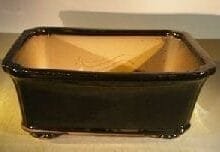 Black Ceramic Bonsai Pot - Rectangle Professional Series 12.5 x 10.5 x 4.5
