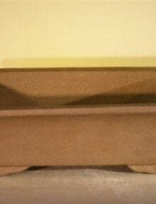 Tan Unglazed Ceramic Bonsai Pot - Rectangle 12 x 9.625 x 3.5