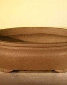 Tan Unglazed Ceramic Bonsai Pot #2 - Oval 8 x 6.125 x 2.5