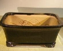 Black Ceramic Bonsai Pot #1 - Rectangle Professional Series 10 x 8 x 4