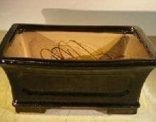 Black Ceramic Bonsai Pot #2 - Rectangle Professional Series 10 x 8 x 4