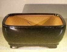 Black Ceramic Bonsai Pot #1 - Rectangle Professional Series 8.25 x 6.25 x 4.0