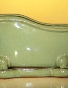 Blue/Green Ceramic Bonsai Pot With Matching Tray Bathtub Shape 10.875 x 4.875 x 5.25