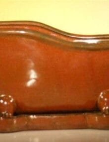 Aztec Orange Ceramic Bonsai Pot With Matching Tray Bathtub Shape 10.875 x 4.875 x 5.25