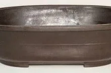 Brown Mica Bonsai Pot - Oval 20.5 x 14.5 x 5.5