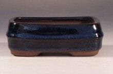 Blue Glazed Ceramic Bonsai Pot - Rectangle 4.5 x 3 x 2