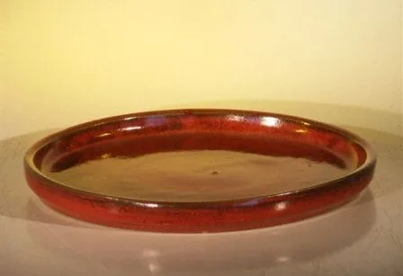 Parisian Red Ceramic Humidity/Drip Bonsai Tray - Round 8 x 1 OD / 7.5 x 1.0 ID