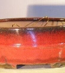 Parisian Red Ceramic Bonsai Pot #1 - Oval Professional Series 10 x 8 x 4