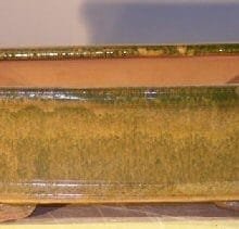 Woodlawn Green Ceramic Bonsai Pot #2 - Rectangle 8 x 6 x 2.5