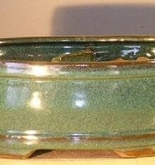 Blue/Green Ceramic Bonsai Pot Land/Water Divider 10 x 8 x 3.75