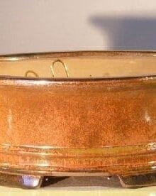 Aztec Orange Ceramic Bonsai Pot - Oval Professional Series 10 x 8 x 4