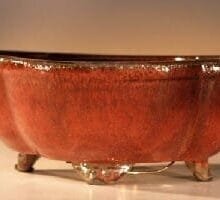 Parisian Red Ceramic Bonsai Pot Round Petal Shape 6.0 x 4.75 x 2.5