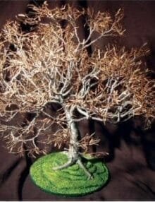 Wire Bonsai Tree Sculpture For Sale - Dogwood on Lawn 19Hx19Wx21D