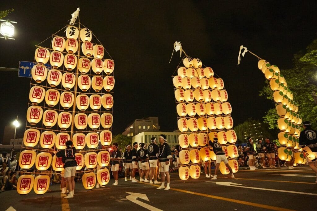 Kanto Matsuri Pole Lantern Festival Akita City Japan
