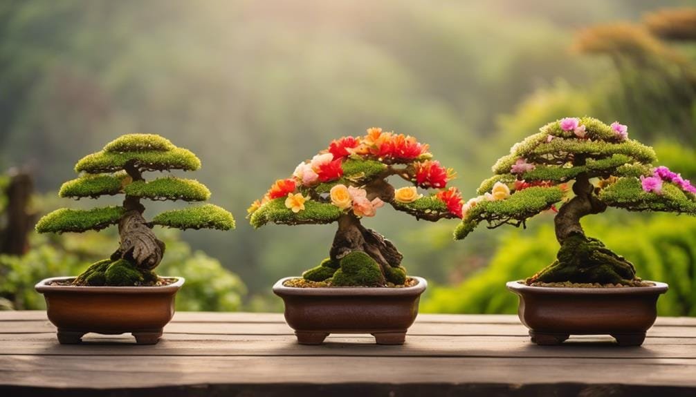 miniature trees in bloom