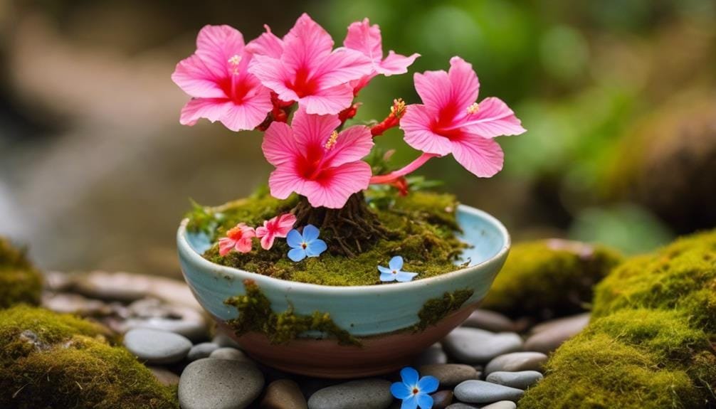 miniature trees with blooms