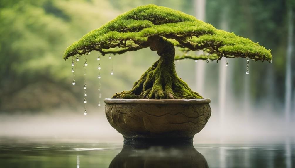 cascading water in bonsai